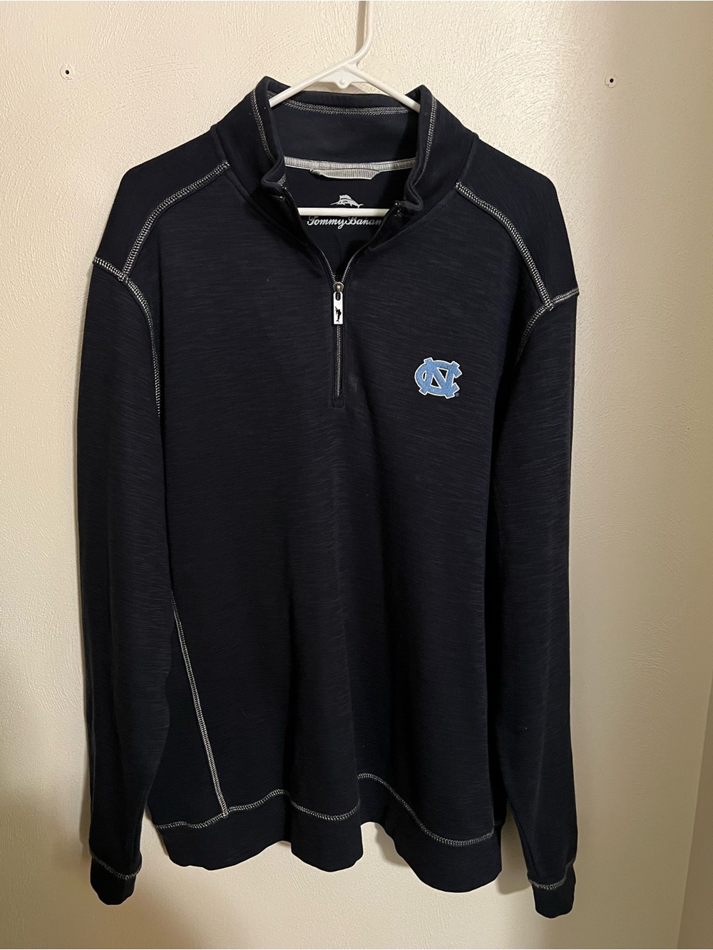 TOMMY BAHAMA Classic North‎ Carolina Tar Heels Quarter Zip Navy Blue Men's Sz XL